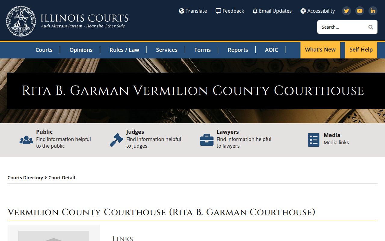 Vermilion County courthouse source for jail release court records