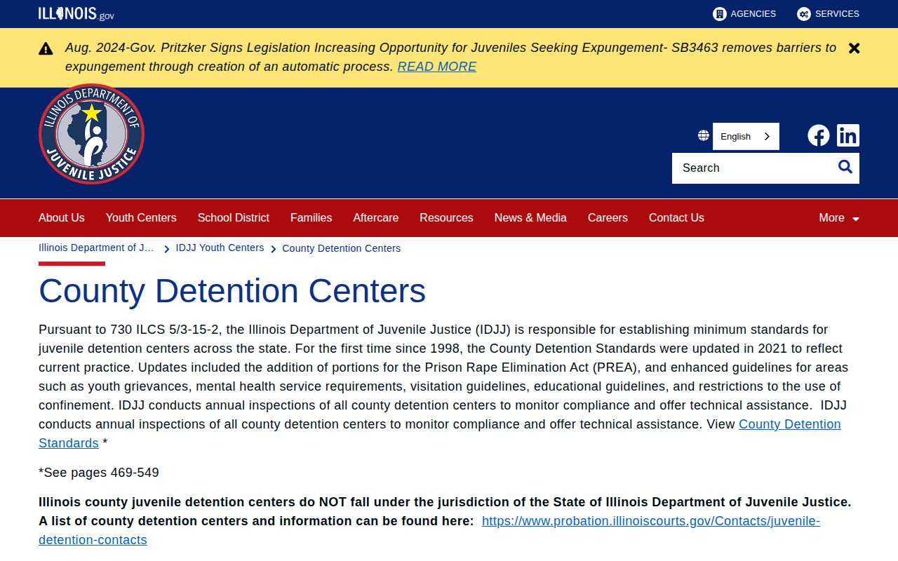 Illinois county detention information for Vermilion County juvenile release records