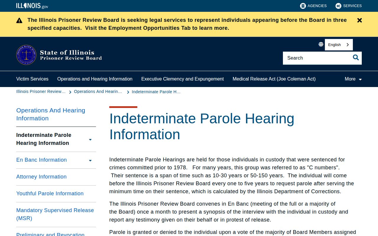 Illinois old-law parole hearings affecting Vermilion inmate release dates