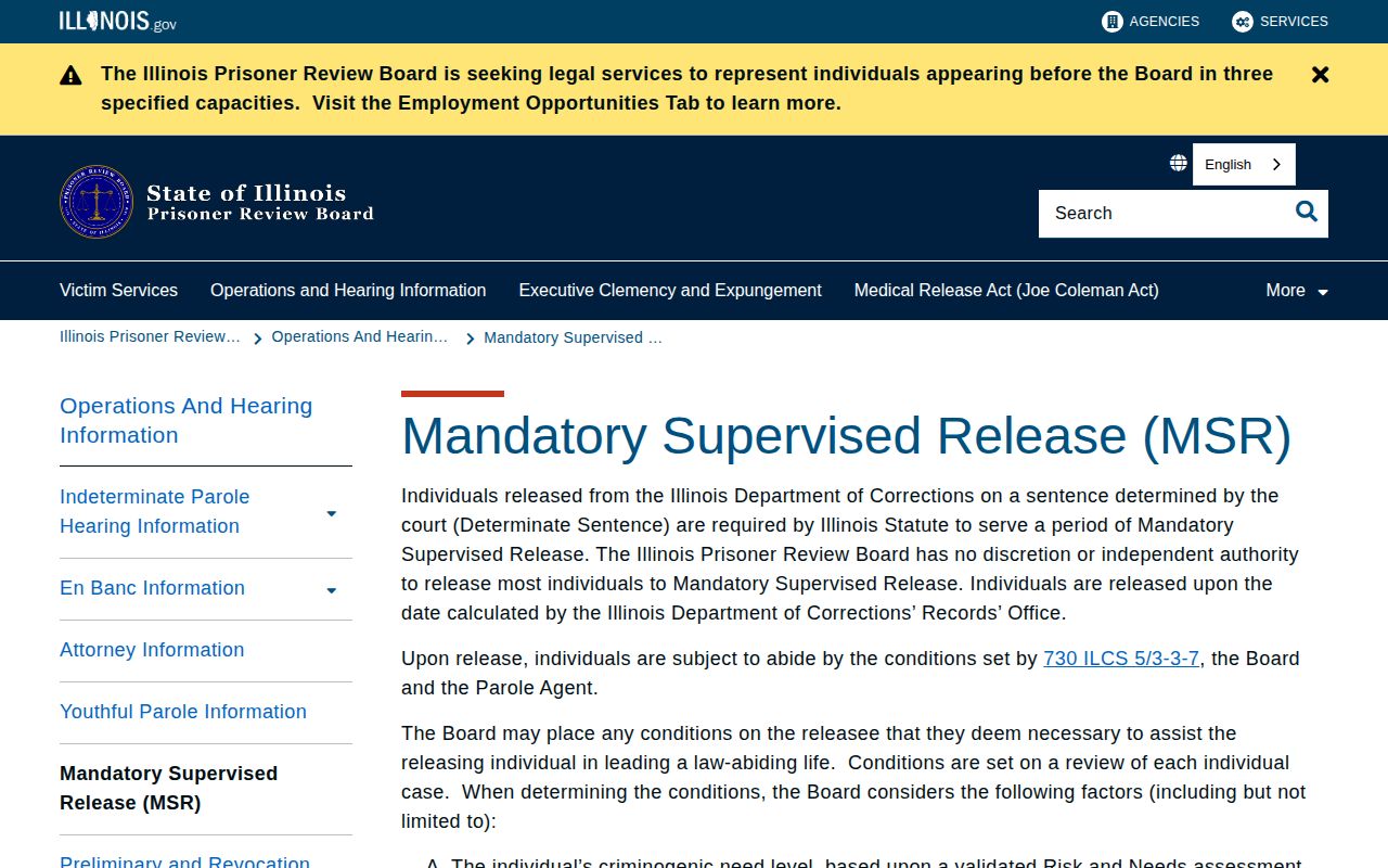 Illinois supervised release information for Vermilion County inmate release dates