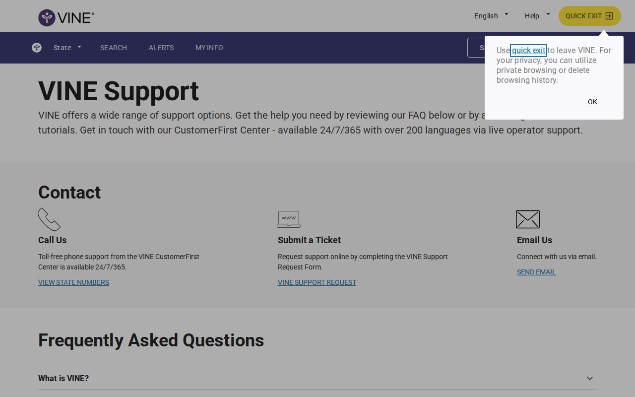 VINELink support for Vermilion County release notifications